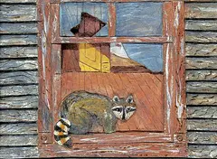 Dan Reid, Untitled - The Friendly Visitor, 1973, oil on carved wood