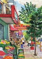 Robert Edward Amos, Untitled - Chinatown, Victoria, 1994, watercolour and ink on paper