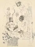 Claude Breeze, Lovers in a Landscape Drawing #3, 1964, ink on paper