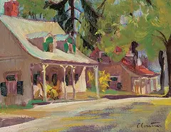 Albert Edward Cloutier, Village Street, Beloeil, oil on wood board