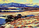 William Duma, Snow Patches, oil on wood board