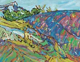 Phil Richard Ermacora, Pink Rocks - Denman Island, 1983, oil on wood board