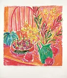 Jamie Evrard, Leaves from a Lost Notebook V - Matisse's Pumpkin and the New Paperwhites II #1/1, colour monoprint and collage on paper