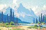 Roland Gissing, Untitled - Summer Mountain Valley, colour silkscreen on paper