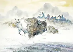 Paul Kuo, Untitled - The Buffalo Hunt, acrylic on paper