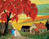 Yvon Lemieux, Les Estranges, oil on wood board