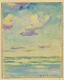 Untitled - Purple Clouds by Florence Helena McGillivray, watercolour and crayon on paper, sold Nov 2019