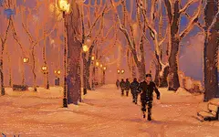 Raphael Montpetit, Carre St. Louis, oil on wood board