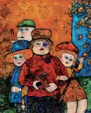 Duncan Regehr, Autumn Children, oil and mixed media on board