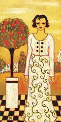 Karen Rieger, Woman with Ivory Gown [Study], oil on canvas