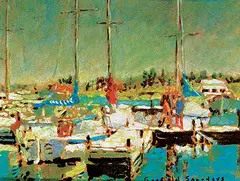 Garfield Saunders, Bathurst Yacht Club, acrylic on wood board