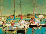Garfield Saunders, Bathurst Yacht Club, acrylic on wood board