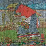 Valentin Firsov Shabaeff, Untitled - Harvesting, mixed media on wood board