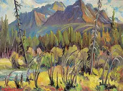 John Gordon Sinclair, Untitled - Mountains in the Distance, oil on wood board