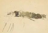 Tony Urquhart, Italian Hill, 1959, watercolour and ink on paper