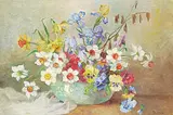 Stephanie von Trauttweiller, Untitled - Flowers in Blue Vase, oil on canvas
