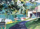 Jim Vest, Jasper Park Lodge Sketch, acrylic on canvas