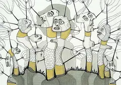 Connected by Haren Vakil, 2007, acrylic and ink on paper, sold Nov 2019