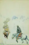 Charles Wurburton Young, Crossing the Summit in the Clouds, 1913, watercolour on paper