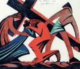 Sybil Andrews, Via Dolorosa #51/60, 1935, colour lino block on paper