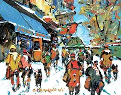 Serge Brunoni, Quebec Rue Ste. Anne, oil on canvas