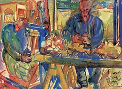 Pegi Nicol MacLeod, Wool Grading, gouache on paper