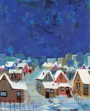 Janet Mitchell, A Winter Night, oil on wood board