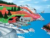 Joe Norris, Untitled - The Happy Cove with Decorated Frame, acrylic on canvas