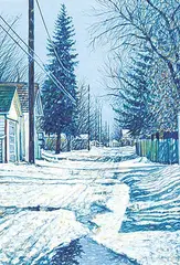Wilf Perreault, Duelling Spruce, 1989, watercolour on paper
