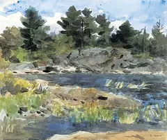 William Goodridge Roberts, Untitled - Landscape Through the Trees, watercolour on paper