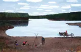 Allen Sapp, Getting Water for the Wash, acrylic on canvas