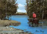 Allen Sapp, Untitled - Stop for a Drink, acrylic on canvas