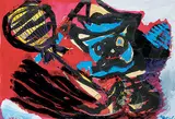 Karel Appel, Cat with Toy, 1977, gouache on paper
