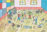 Arthur Villeneuve, The Square Dance, acrylic on canvas