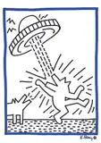 Untitled - Canine Abduction by Keith Haring, felt pen on paper, sold Nov 2019