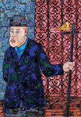 Duncan Regehr, The Mennonite, oil and mixed media on board