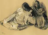 Untitled - Two Women by Francisco Zúñiga, 1974, pastel on paper, sold Nov 2019