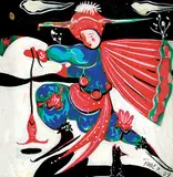 Toller Cranston, Untitled - The Skating Fisherman, 2009, acrylic on canvas