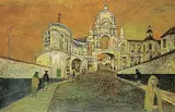 Bateson Mason, The Bridge of Meloncello, Bologna, mixed media on wood board