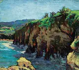 Untitled - Coastal Cliffs by Florence Helena McGillivray, oil on canvas board, sold Nov 2019