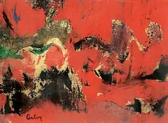Norman Antonio Onley, Untitled - Abstract Sea of Red, oil on paper