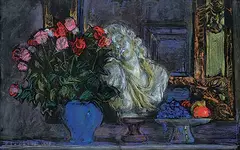 Joseph Francis Plaskett, Flowers, Fruit and Bust #1, 1995, pastel on paper