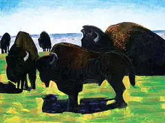 Buffalo by David Pugh, 1993, oil on canvas, sold Nov 2019