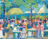 Maurice Brazil - After Prendergast, Untitled - The Garden Party, oil on paper board