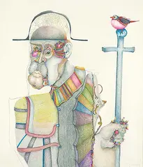 Duncan Regehr, Mennonite, 1989, coloured pencil on paper