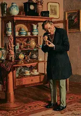 Adolf Reich, Untitled - The Connoisseur, oil on wood panel