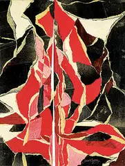 John Everett Secord, Untitled - Fractional Pinks, acrylic and collage on wood board