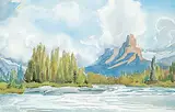 Untitled - Upper Bow River by Margaret Shelton, 1979, watercolour on paper, sold Nov 2019