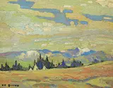 Keith Cornock Smith, Blackfoot Camp, Southern Alberta [from my 1950 sketches], oil on wood board