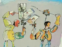 Karl Spreitz, Untitled - Delicate Balance, 1974, mixed media on paper
